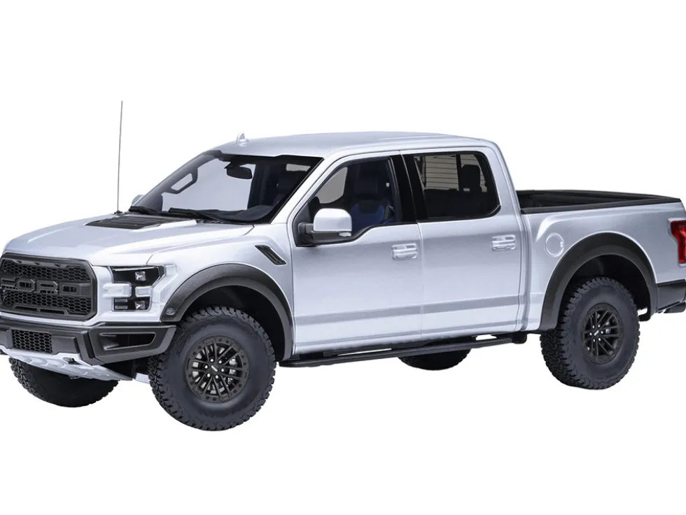 2019 Ford F-150 Raptor Pickup Truck Ingot Silver 1/18 Model Car by Autoart