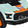 2017 Ford F 150 Raptor Pickup Truck Light Blue with Orange Stripes Gulf Oil Gulf Die Cast Collection 1/27 Diecast Model Car Motormax 79665GULF