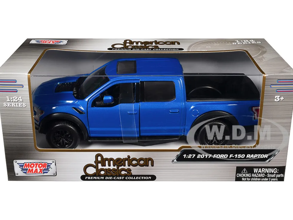 2017 Ford F-150 Raptor Pickup Truck Medium Blue Metallic 1/27 Diecast Model Car by Motormax