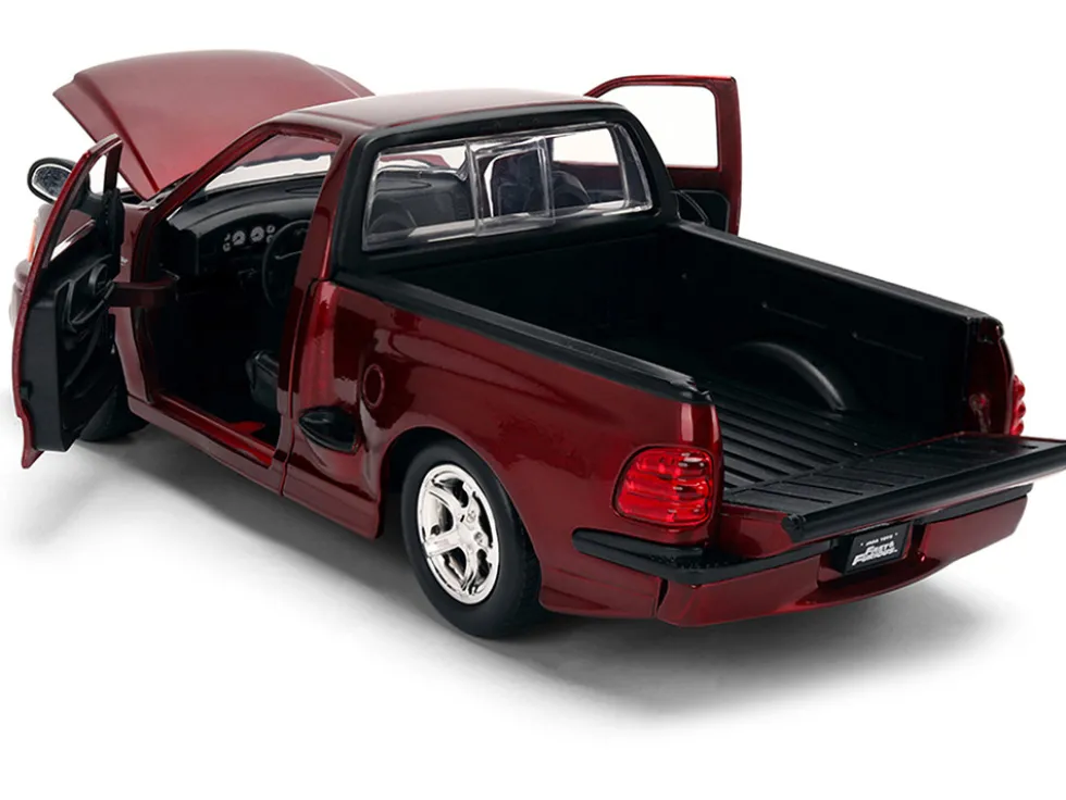 Ford F-150 SVT Lightning Pickup Truck Red Color Brush Finish "The Fast and the Furious" (2001) Movie "25 Years of Fast & Furious" Series 1/24 Diecast Model Car by Jada