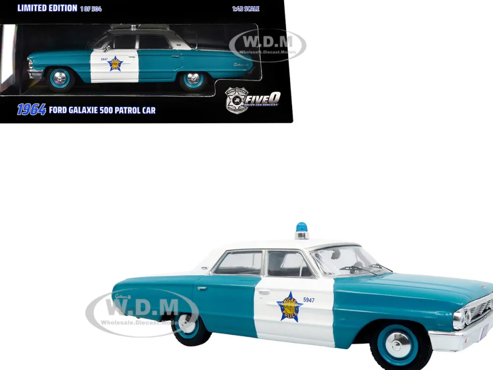 1964 Ford Galaxie 500 Police Car "Chicago Police Department" Blue and White "Five0" Series Limited Edition to 504 pieces Worldwide 1/43 Diecast Model by Iconic Replicas