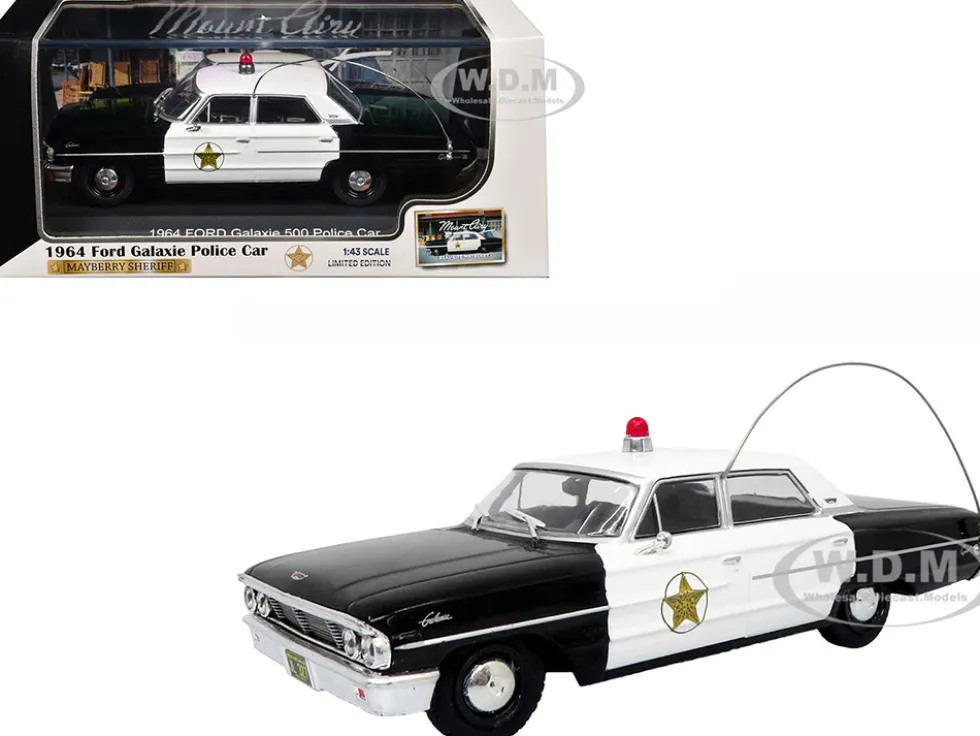 1964 Ford Galaxie 500 Police Car "Mount Airy Mayberry Sheriff" Black and White 1/43 Diecast Model by Iconic Replicas