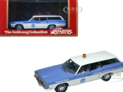 1970 Ford Galaxie Station Wagon Blue and White with Blue Interior Pan American Airlines Ground Crew Limited Edition to 180 pieces Worldwide 1/43 Model Car Goldvarg Collection GC-PAA-007