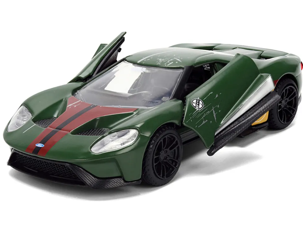 2017 Ford GT "Boba Fett" Livery Dark Green with Graphics "Star Wars" Franchise "Hollywood Rides" Series 1/32 Diecast Model Car by Jada
