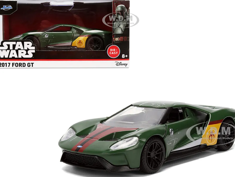 2017 Ford GT "Boba Fett" Livery Dark Green with Graphics "Star Wars" Franchise "Hollywood Rides" Series 1/32 Diecast Model Car by Jada