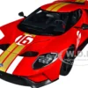 Ford GT Heritage Edition #16 Alan Mann Red Metallic with Gold Stripes 1/18 Model Car Autoart 72927