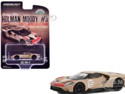 2022 Ford GT Heritage Edition #5 Holman-Moody "1966 24 Hours of Le Mans Ford 1-2-3 Sweep Tribute" Gold Metallic with Red Accents "Hobby Exclusive" Series 1/64 Diecast Model Car by Greenlight