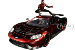 2017 Ford GT Miles Morales Diecast Figurine Spider Man Marvel Series 1/24 Diecast Model Car Jada 31190