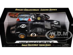 1966 Ford GT-40 MK II #2 Black Silver Stripes After Race Dirty Version 1/18 Diecast Model Car Shelby Collectibles SC431