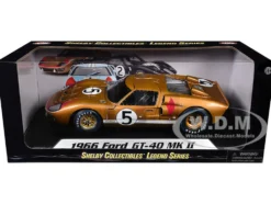 1966 Ford GT-40 MK II RHD Right hand Drive #5 Gold 24H Le Mans 1/18 Diecast Model Car Shelby Collectibles SC403