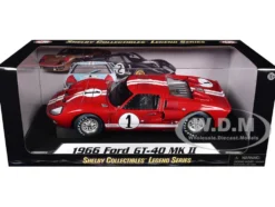 1966 Ford GT-40 MK 2 Red #1 1/18 Diecast Model Car Shelby Collectibles 407