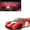 Ford GT40 MK1 Red with White Stripes and Graphics "Pink Slips" Series 1/18 Diecast Model Car by Jada