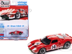 1965 Ford GT40 #14 Red with White Stripes "Vintage Muscle" Series 1/64 Diecast Model Car by Auto World