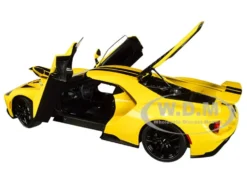 2017 Ford GT Triple Yellow Black Stripes 1/18 Model Car Autoart 72944