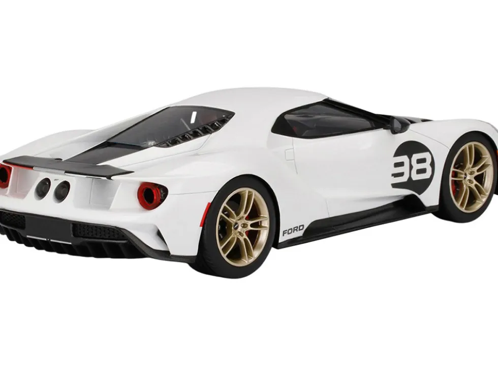 2021 Ford GT #98 White Black Hood Heritage Edition 1/18 Model Car Top Speed TS0317