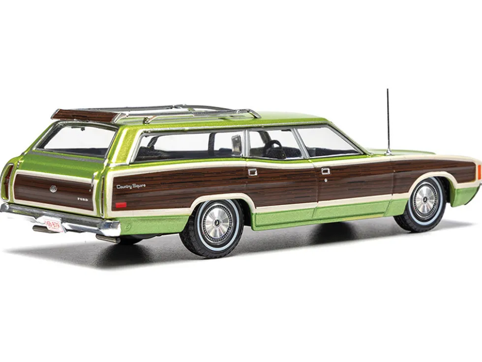 1972 Ford LTD Country Squire Wagon Green Metallic with Woodgrain Sides 1/43 Diecast Model by IXO Models