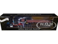 Ford LTL 9000 Day Cab and Landoll 440B-50CA Traveling Axle Trailer "Cappello Heavy Transport" Black with Blue Hood "Legacy" Series #3 1/64 Diecast Model by DCP/First Gear