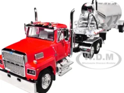 Ford LTL 9000 Day Cab with Heil Pneumatic Tank Trailer Heil Red 1/64 Diecast Model by DCP/First Gear