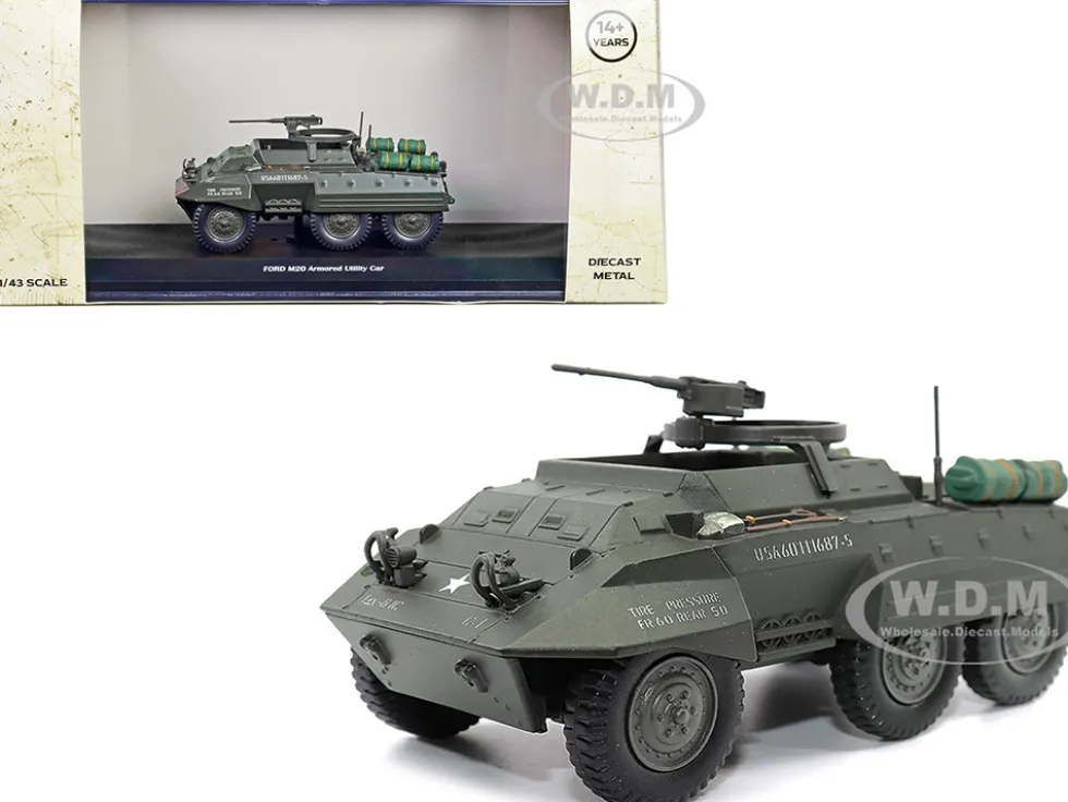 Ford M20 Armored Utility Car Olive Drab United States Army 1/43 Diecast Model Militaria Die Cast 23203-43