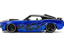 1970 Ford Mustang Boss 429 Black and Blue Metallic with Flames