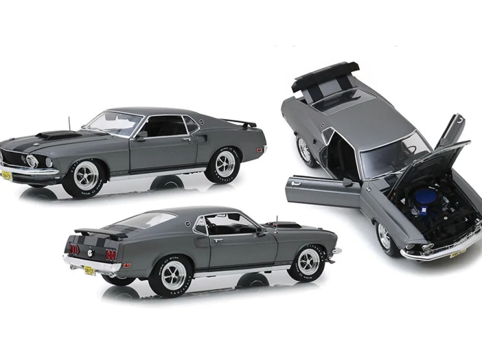 1969 Ford Mustang BOSS 429 Gray Black Stripes John Wick 2014 Movie 1/18 Diecast Model Car Highway 61 18016
