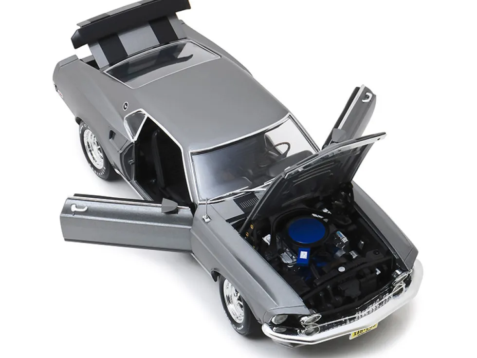 1969 Ford Mustang BOSS 429 Gray Black Stripes John Wick 2014 Movie 1/18 Diecast Model Car Highway 61 18016