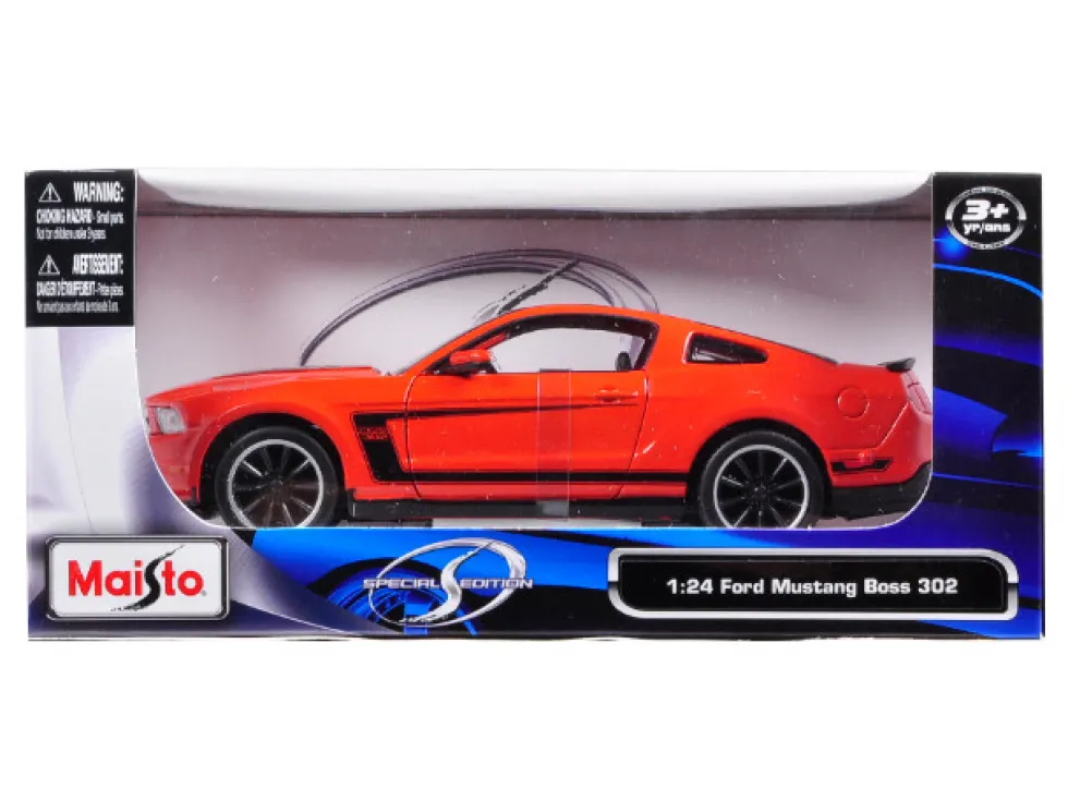 2012 Ford Mustang Boss 302 Orange Black 1/24 Diecast Model Car Maisto 31269