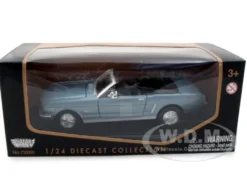 1964 1/2 Ford Mustang Convertible Blue 1/24 Diecast Model Car Motormax 73212