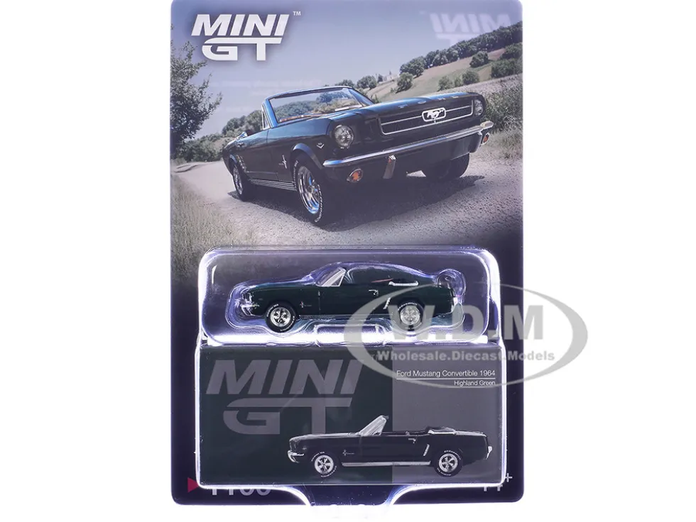 1964 Ford Mustang Convertible Highland Green Limited Edition 1/64 Diecast Model Car by Mini GT