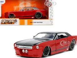 1965 Ford Mustang Custom Red Black Bigtime Muscle Series 1/24 Diecast Model Car Jada 34202