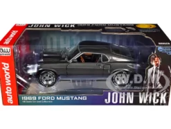 1969 Ford Mustang Dark Gray Metallic with Black Stripes 