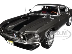 1969 Ford Mustang Dark Gray Metallic with Black Stripes 
