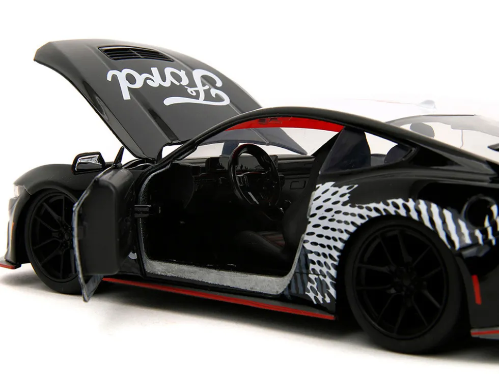 2024 Ford Mustang Dark Horse Black with White Top and "Mustang Horse Graphics" "Bigtime Muscle" Series 1/24 Diecast Model Car by Jada