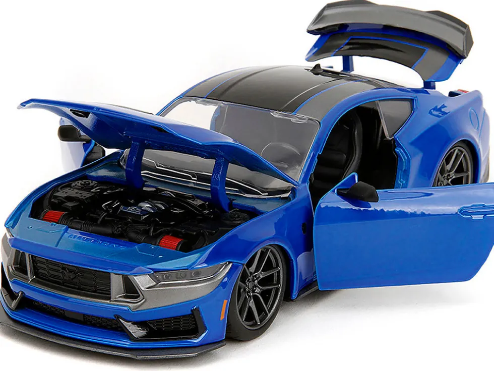 2024 Ford Mustang Dark Horse Blue Metallic with Black and Gray Stripes "Bigtime Muscle" Series 1/24 Diecast Model Car by Jada