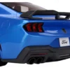2024 Ford Mustang Dark Horse Grabber Blue Metallic with Black Hood Stripes 1/18 Model Car by Top Speed