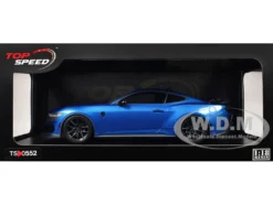 2024 Ford Mustang Dark Horse Grabber Blue Metallic with Black Hood Stripes 1/18 Model Car by Top Speed