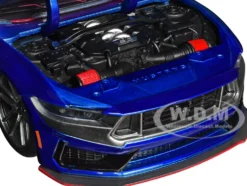 2024 Ford Mustang Dark House Candy Blue with White Top and Mustang Horse Graphics Bigtime Muscle Series 1/24 Diecast Model Car Jada 35419