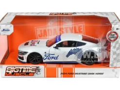2024 Ford Mustang Dark House White with Mustang Horse Graphics Bigtime Muscle Series 1/24 Diecast Model Car Jada 35279
