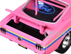 1966 Ford Mustang Fastback 2+2 Pink with Blue and Yellow Stripes "Pro Street" Limited Edition to 6250 pieces Worldwide 1/24 Diecast Model Car by M2 Machines