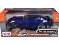 2018 Ford Mustang GT 5.0 Blue Black Wheels 1/24 Diecast Model Car Motormax 79352