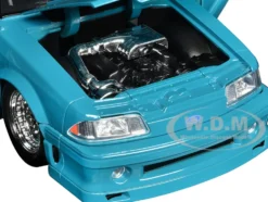 1989 Ford Mustang GT Blue with Black Hood Stripes 