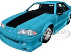 1989 Ford Mustang GT Blue with Black Hood Stripes 