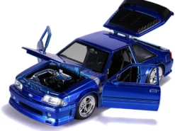 1989 Ford Mustang GT 5.0 Candy Blue Silver Stripes Bigtime Muscle 1/24 Diecast Model Car Jada 31863