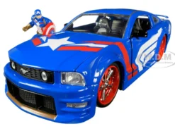 2006 Ford Mustang GT Captain America Diecast Figurine Avengers Marvel Series 1/24 Diecast Model Car Jada 31187