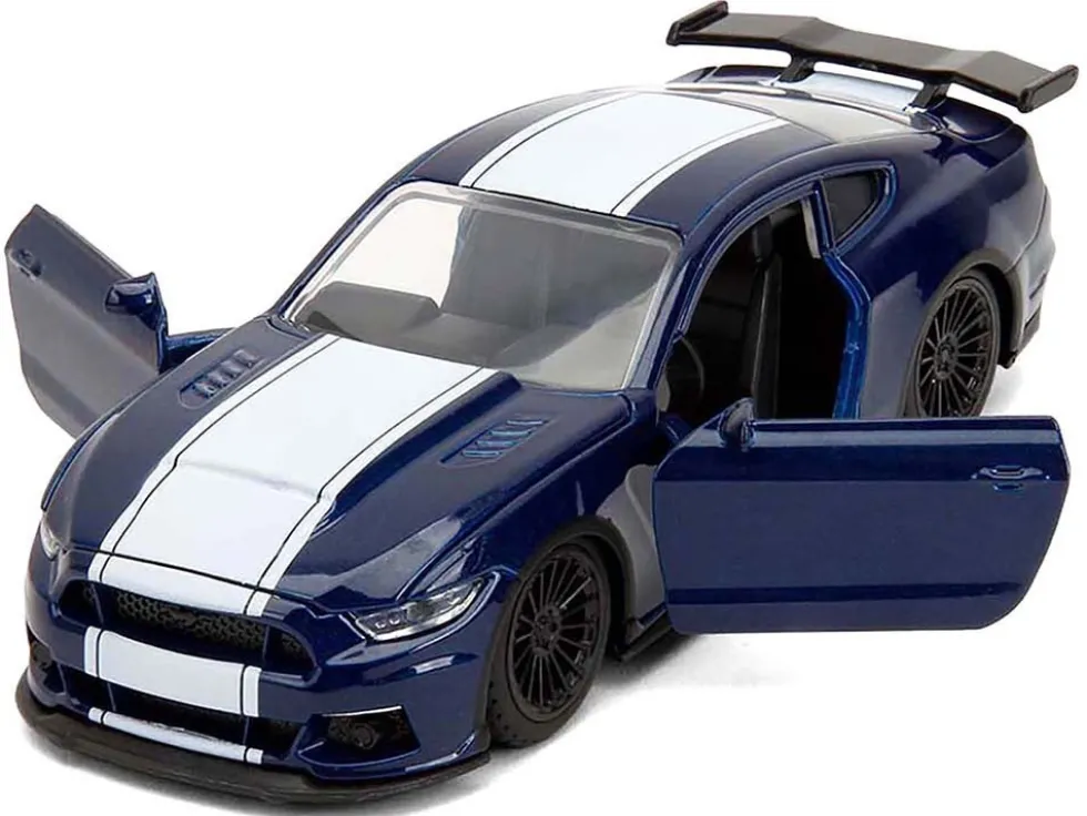 2016 Ford Mustang GT Dark Blue Metallic with White Stripe "F9" (2021) Movie "Fast & Furious" Series 1/32 Diecast Model Car by Jada