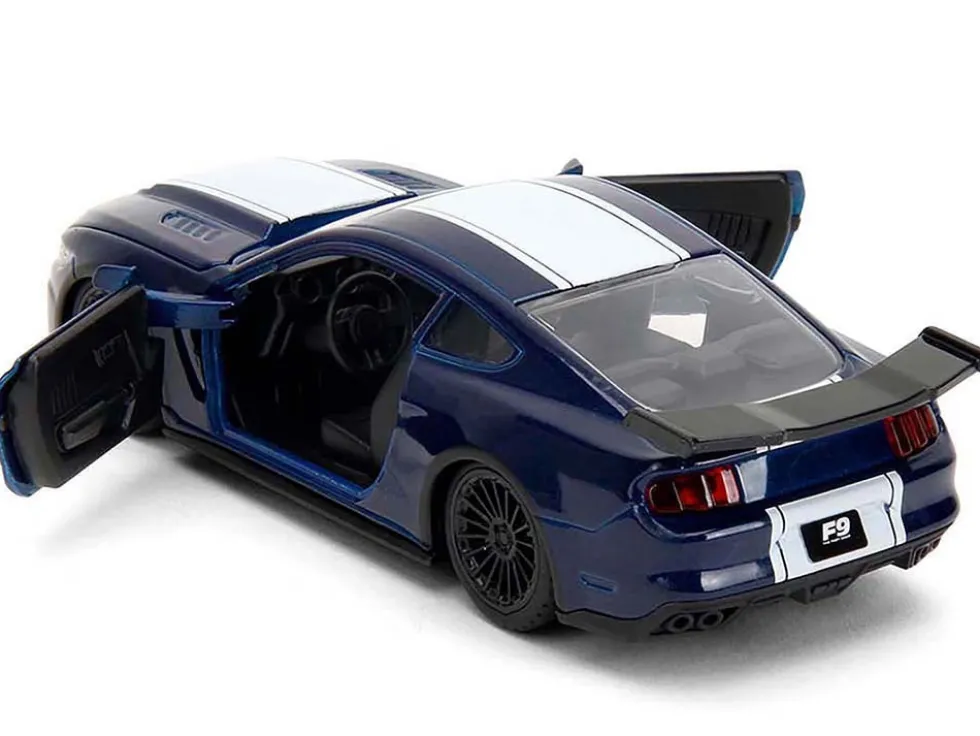 2016 Ford Mustang GT Dark Blue Metallic with White Stripe "F9" (2021) Movie "Fast & Furious" Series 1/32 Diecast Model Car by Jada