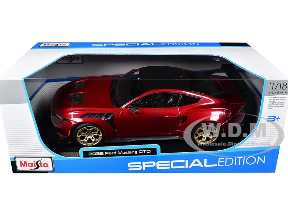 2025 Ford Mustang GTD Red Metallic with Black Top "Special Edition" Series 1/18 Diecast Model Car by Maisto