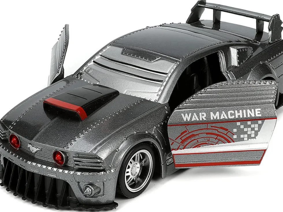 2006 Ford Mustang GT Gray Metallic War Machine Diecast Figurine Avengers Marvel Series Hollywood Rides Series 1/32 Diecast Model Car Jada 33082