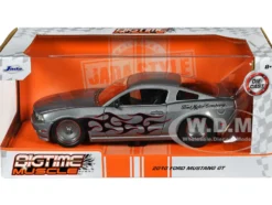 2010 Ford Mustang GT Gray Metallic with Flames Ford Motor Company Bigtime Muscle Series 1/24 Diecast Model Car Jada 34039