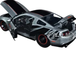 2010 Ford Mustang GT Matt Gray Metallic with Black Graphics and Stripes Ford Performance Bigtime Muscle Series 1/24 Diecast Model Car Jada 34210